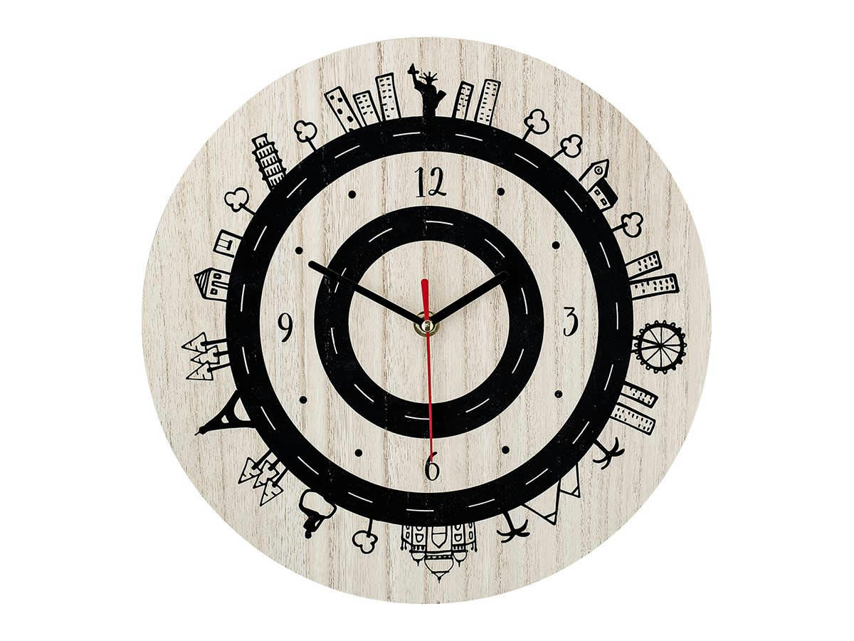 - Horloge enfant en bois beige et noir