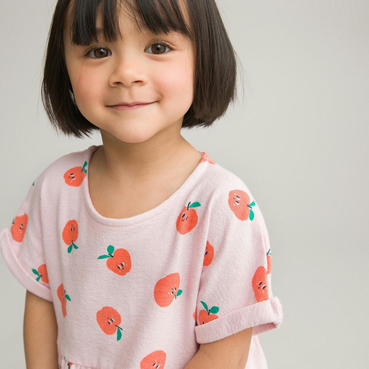 Robe manches courtes, imprimé pommes