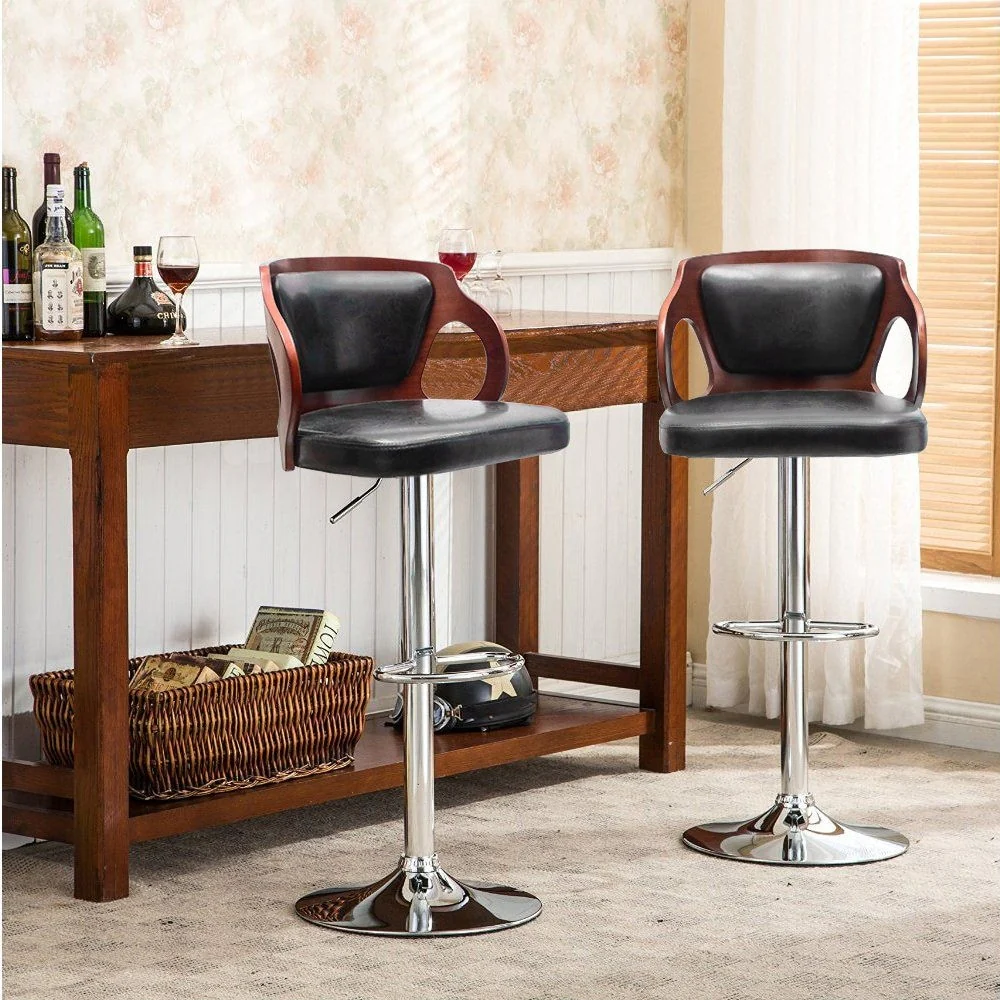 Homall Walnut Bentwood Bar Stools with PU Leather 1 Piece