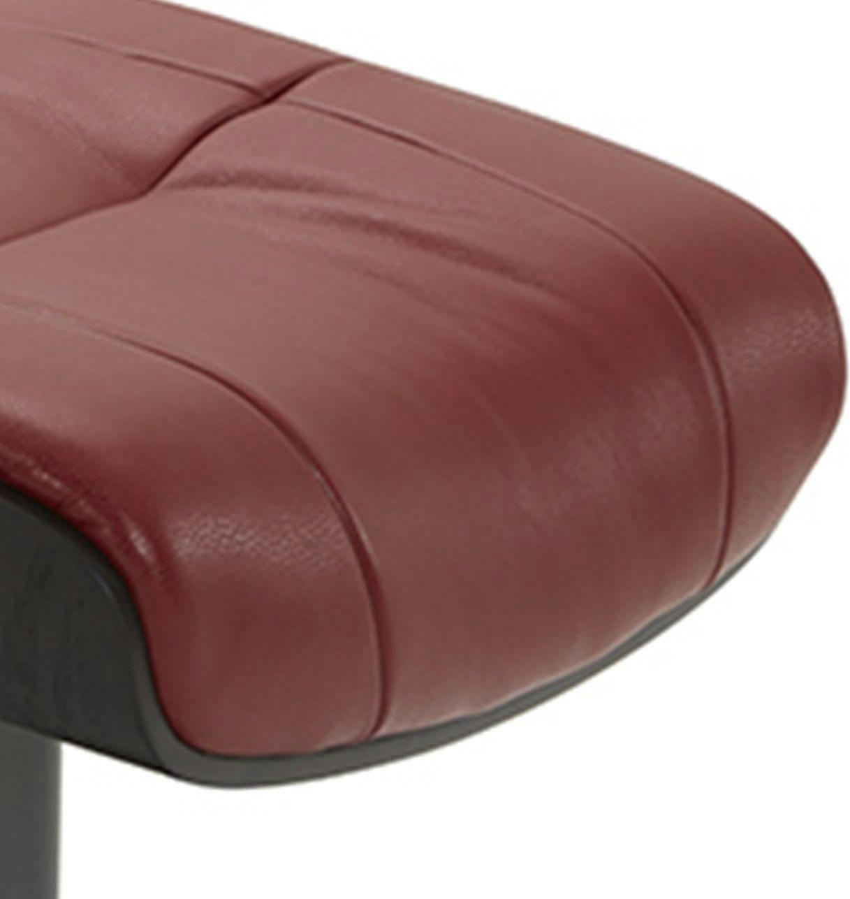 NAOS - Pouf en cuir et chêne noir - Cuir Rouge