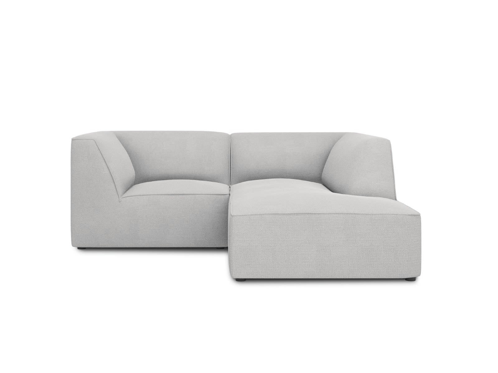 RUBY - Canapé d'angle droit 3 places en tissu structurel gris clair