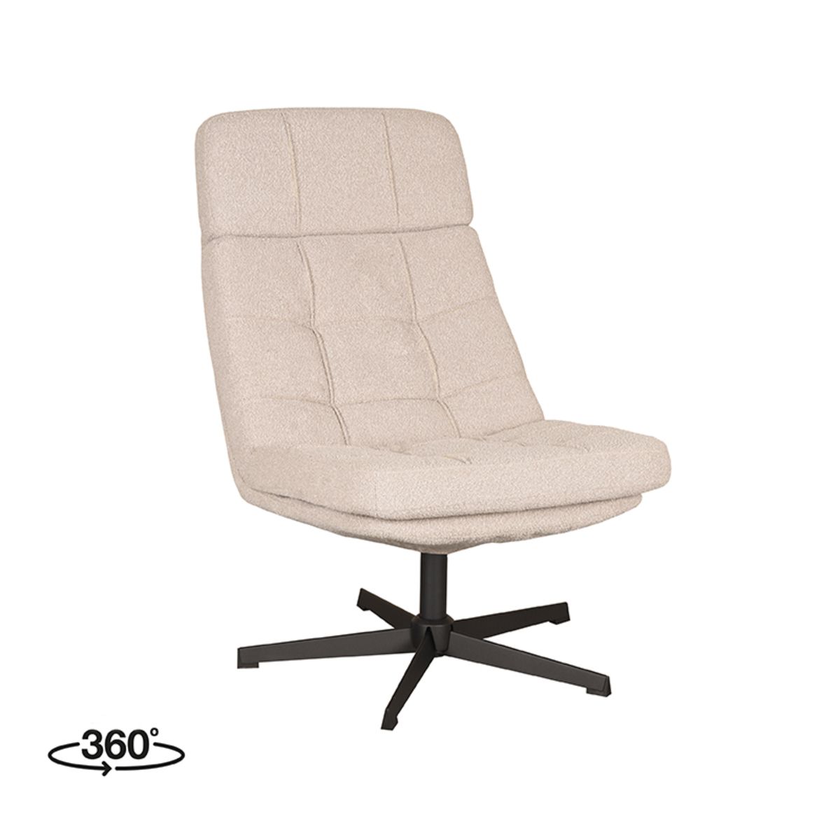 LABEL51 Fauteuil Alvar - Naturel Bouclé - 57x53x83cm
