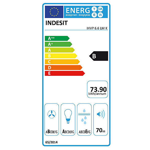 INDESIT Hotte décorative 60 cm noir et verre IHVP66LMK