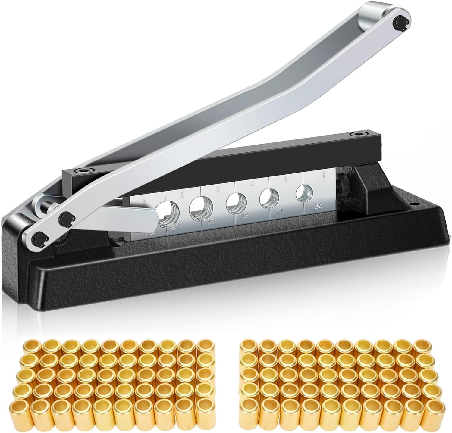 Heavy Duty Ferrule Crimping Tool, Standard Air Hose Repair kit with 5 Dies & 100 Ferrules Fittings