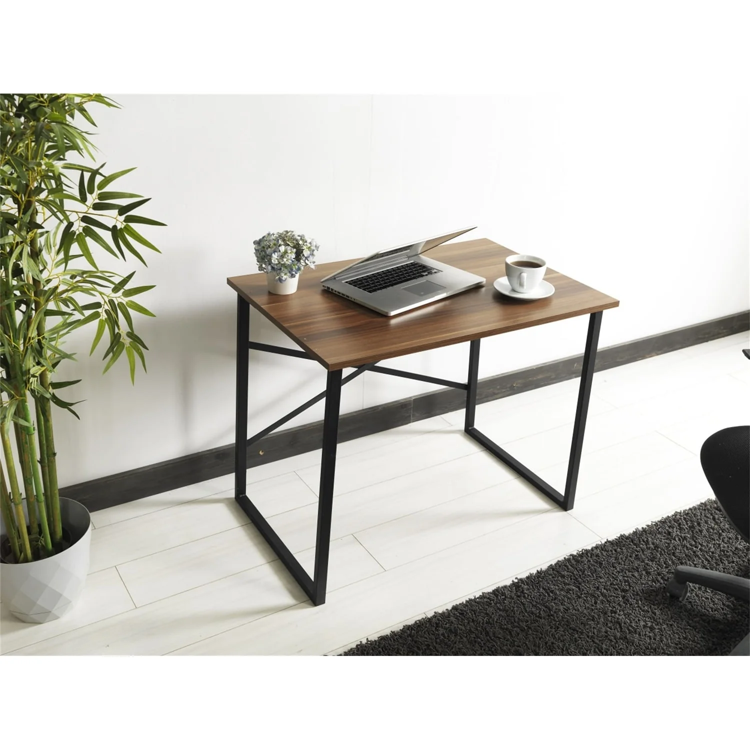 35 Inch Rectangular Computer Desk Modern Writing Desk with Metal Frame Study Desk Workstation for Living Room, Bedroom,Office