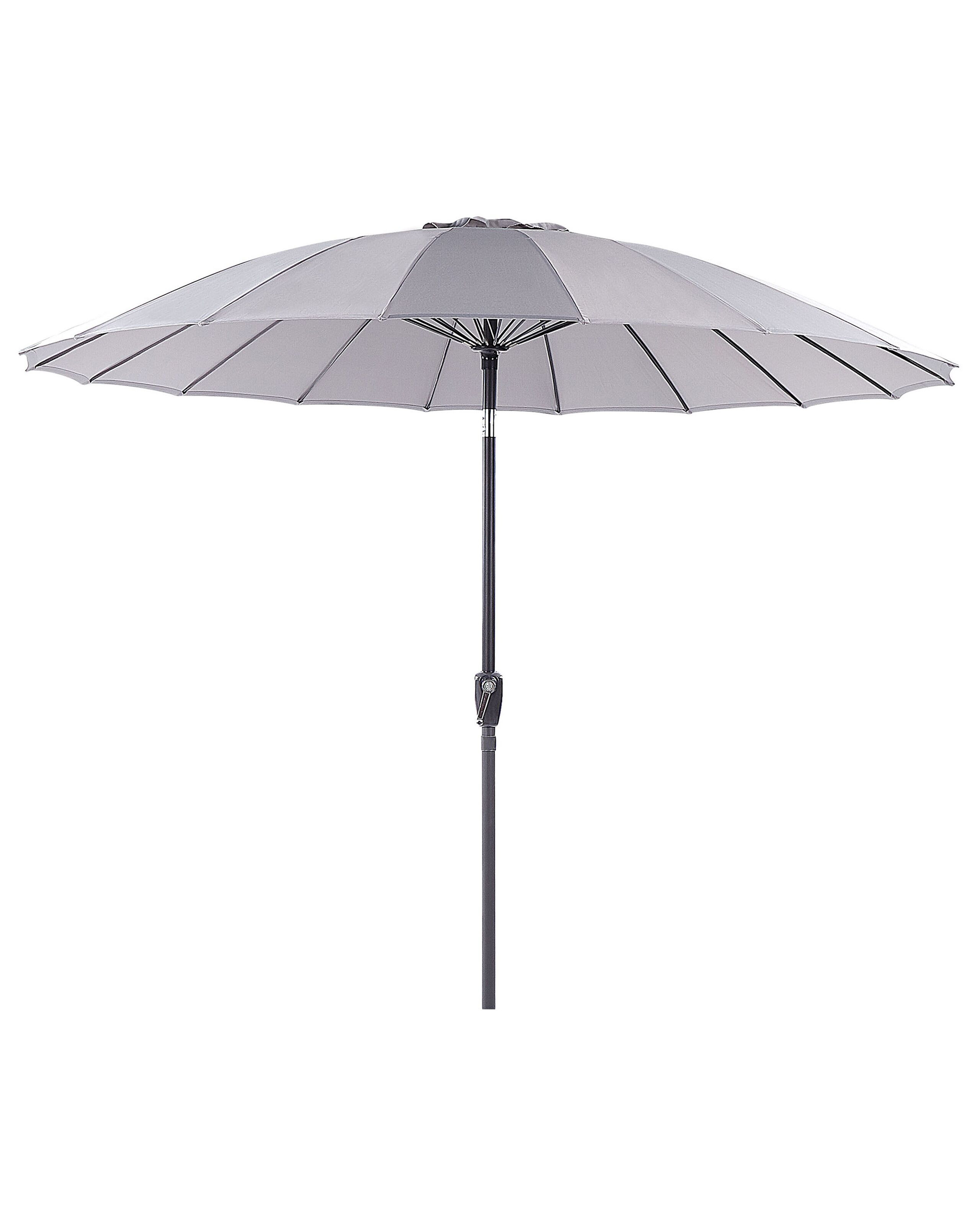 Parasol ogrodowy składany 255 cm z korbką szary