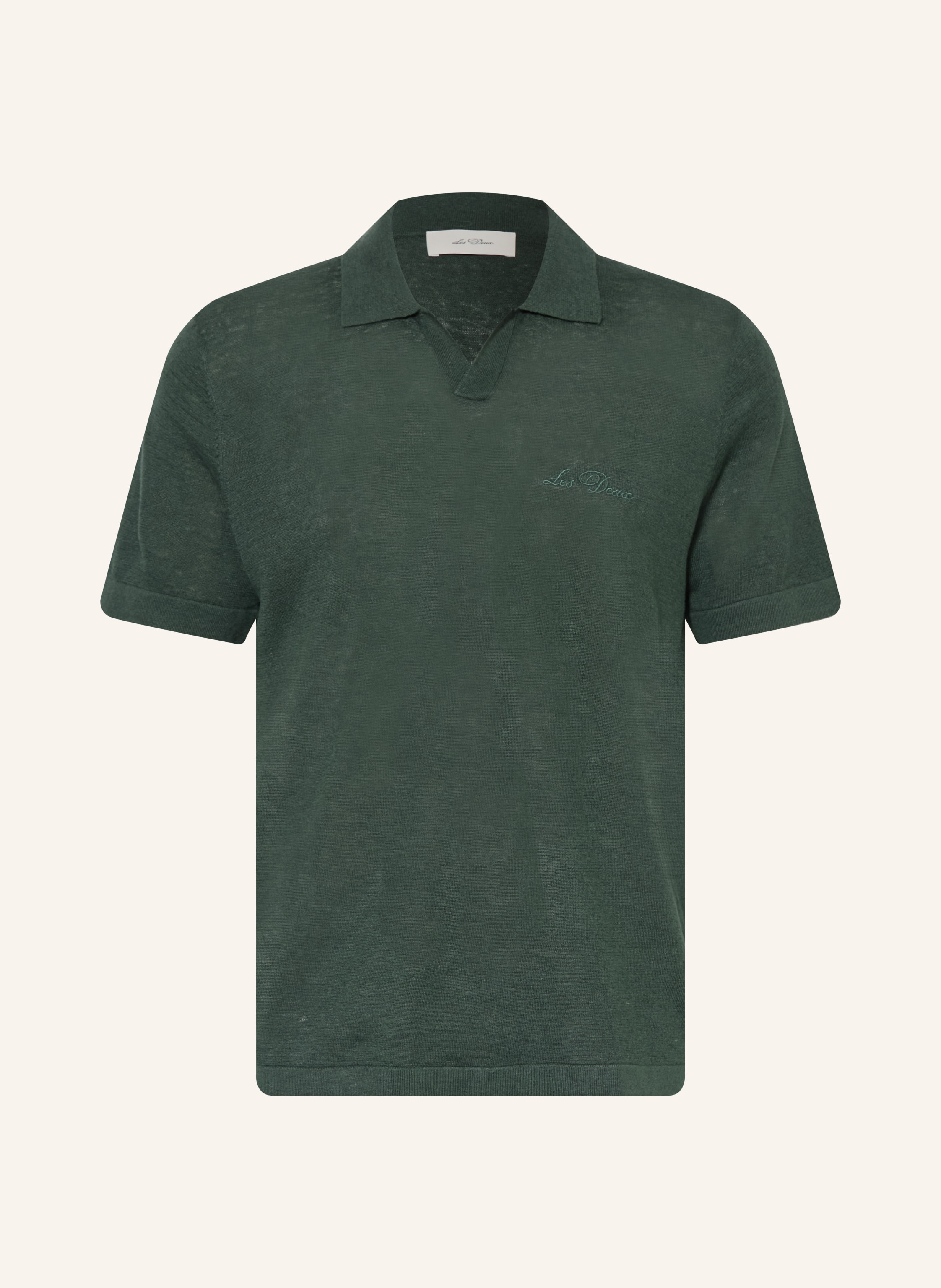 LES DEUX Strick-Poloshirt mit Leinen