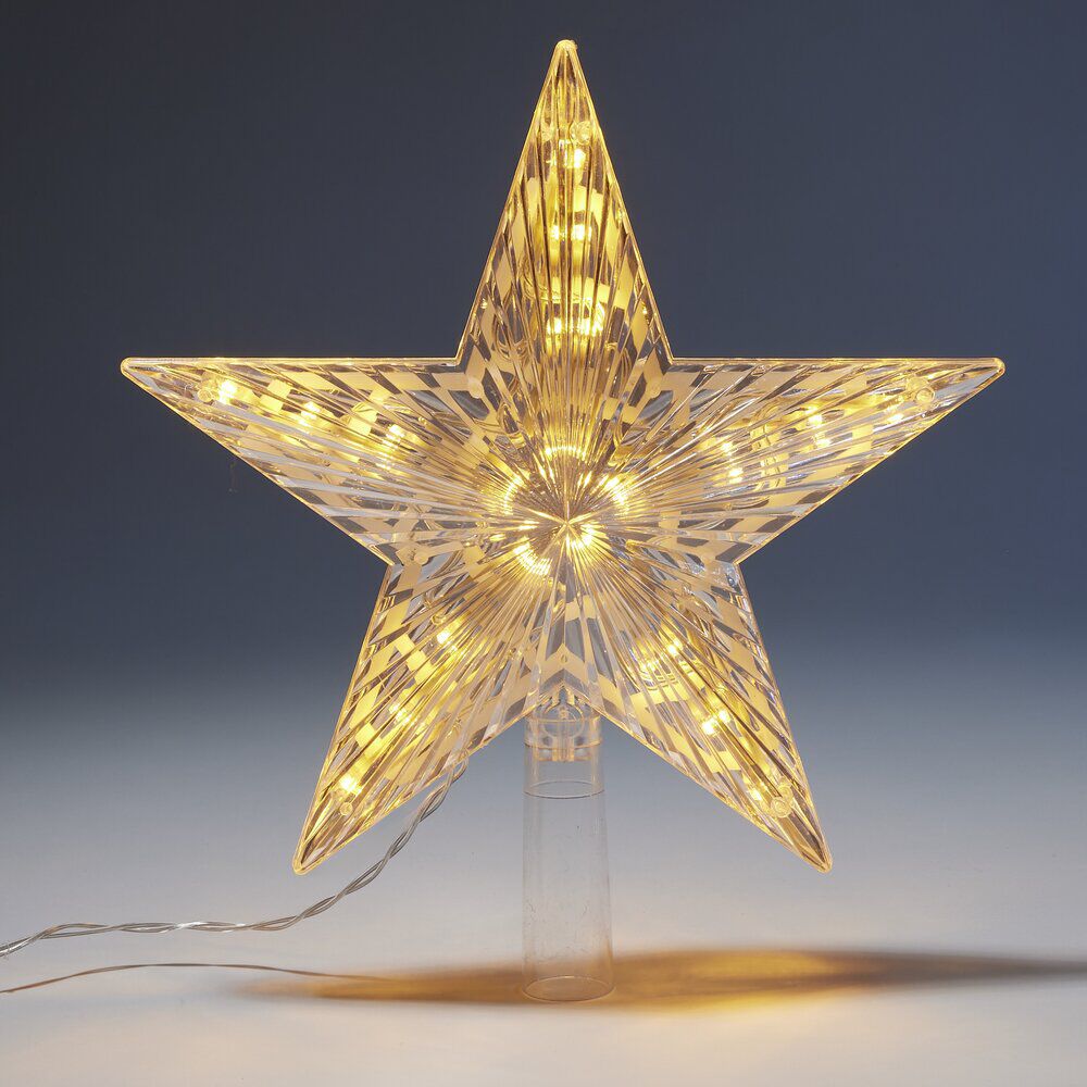 étoile pour sapin de No&euml;l lumineuse 20 LED blanc chaud H23cm
