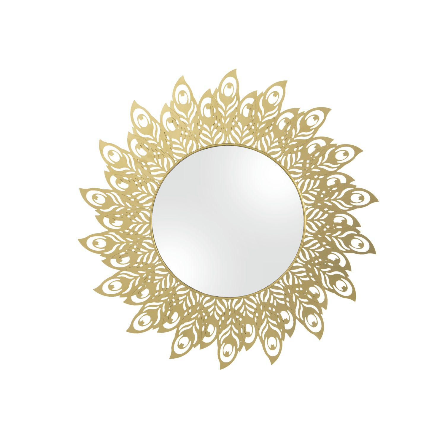 PLUME - Miroir en métal filaire diam. 60 cm doré