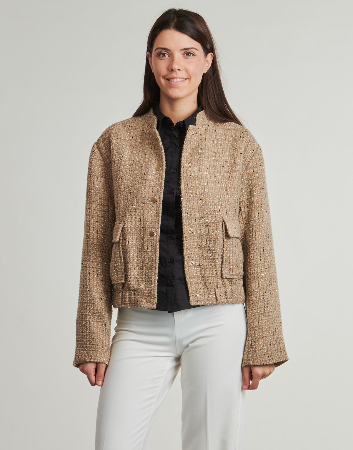 Only - ONLNUMO L/S BOUCLE - Beige / Gold