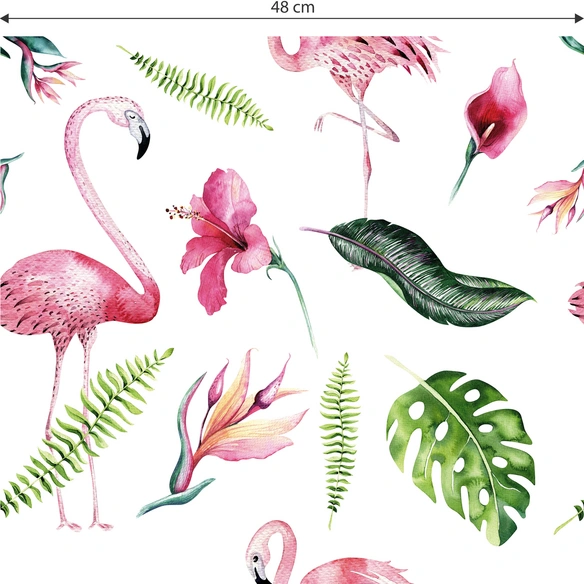 Vliestapete »Kinder Vliestapete«, Blumen Flamingo Vogel Pink, mehrfarbig, matt