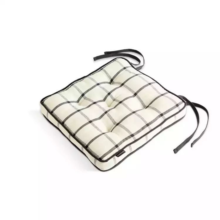 Habitat Woven Check Pack of 2 Seat Cushions - White