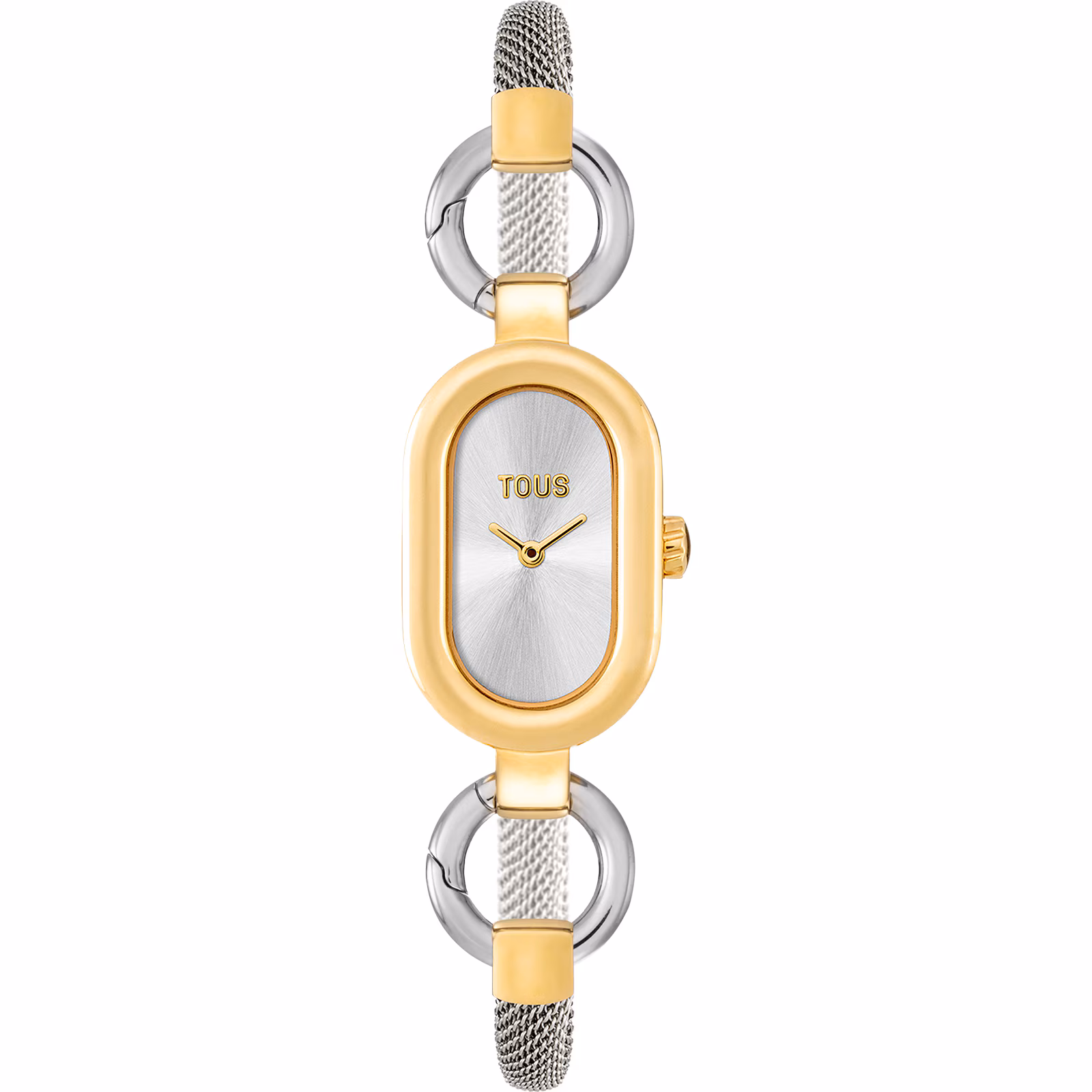 Broche/Reloj analógico en acero y acero en color dorado HOLD OVAL