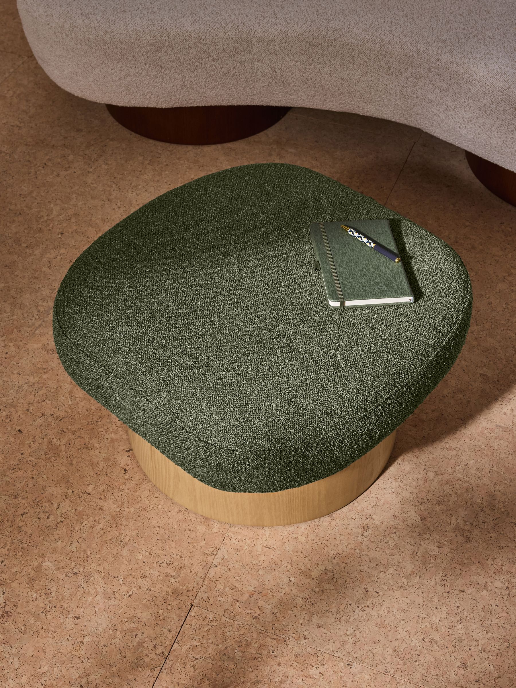 Novara Storage Footstool in Green Pax Boucle