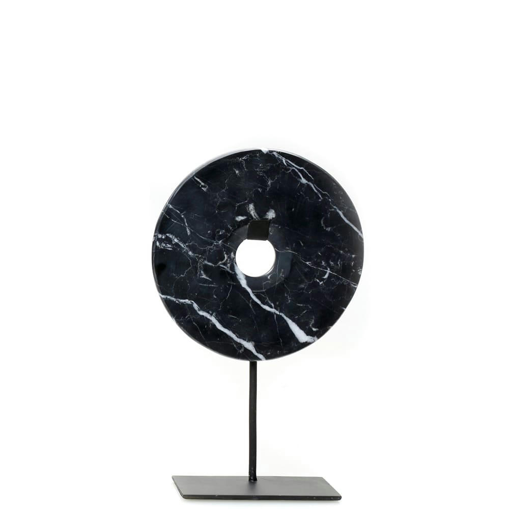 MARBLE - Statue en marbre noir sur une base en métal moyen