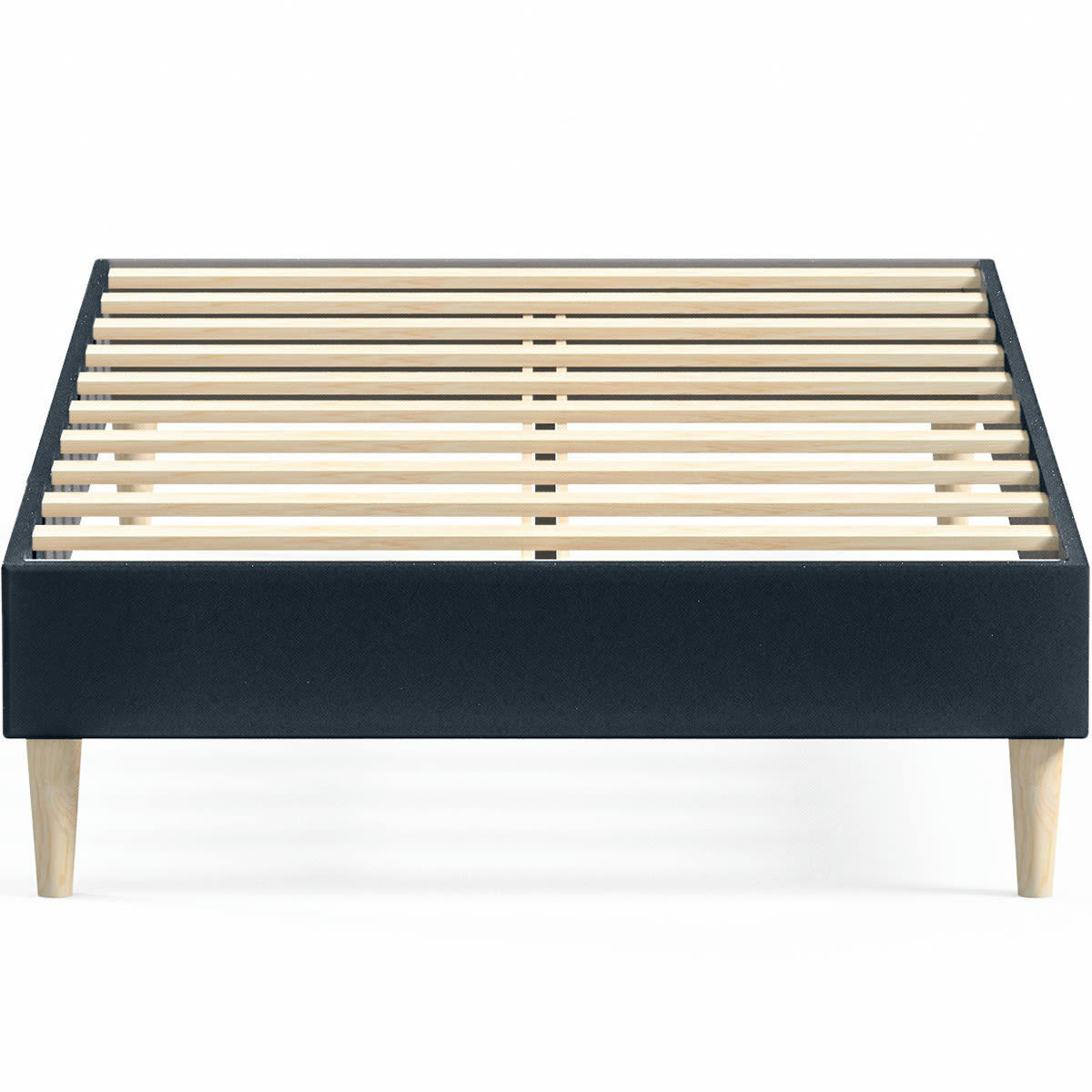DINA - Lit adulte 90x190 cm en velours bleu nuit