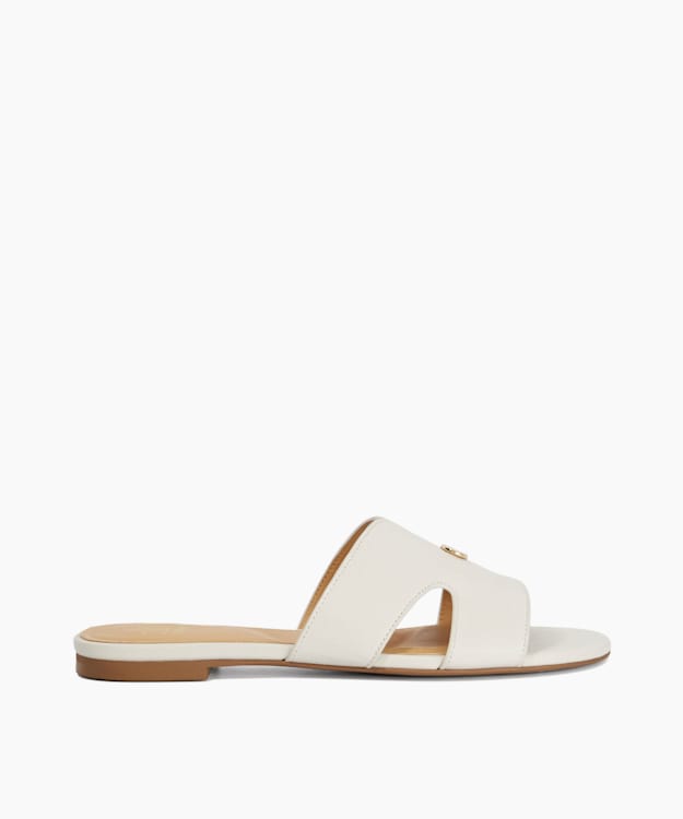 Lovable White - Leather Slip-On Sandals