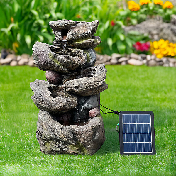 Fontaine de jardin solaire Natura 38x36x58 cm, éclairage LED et batterie