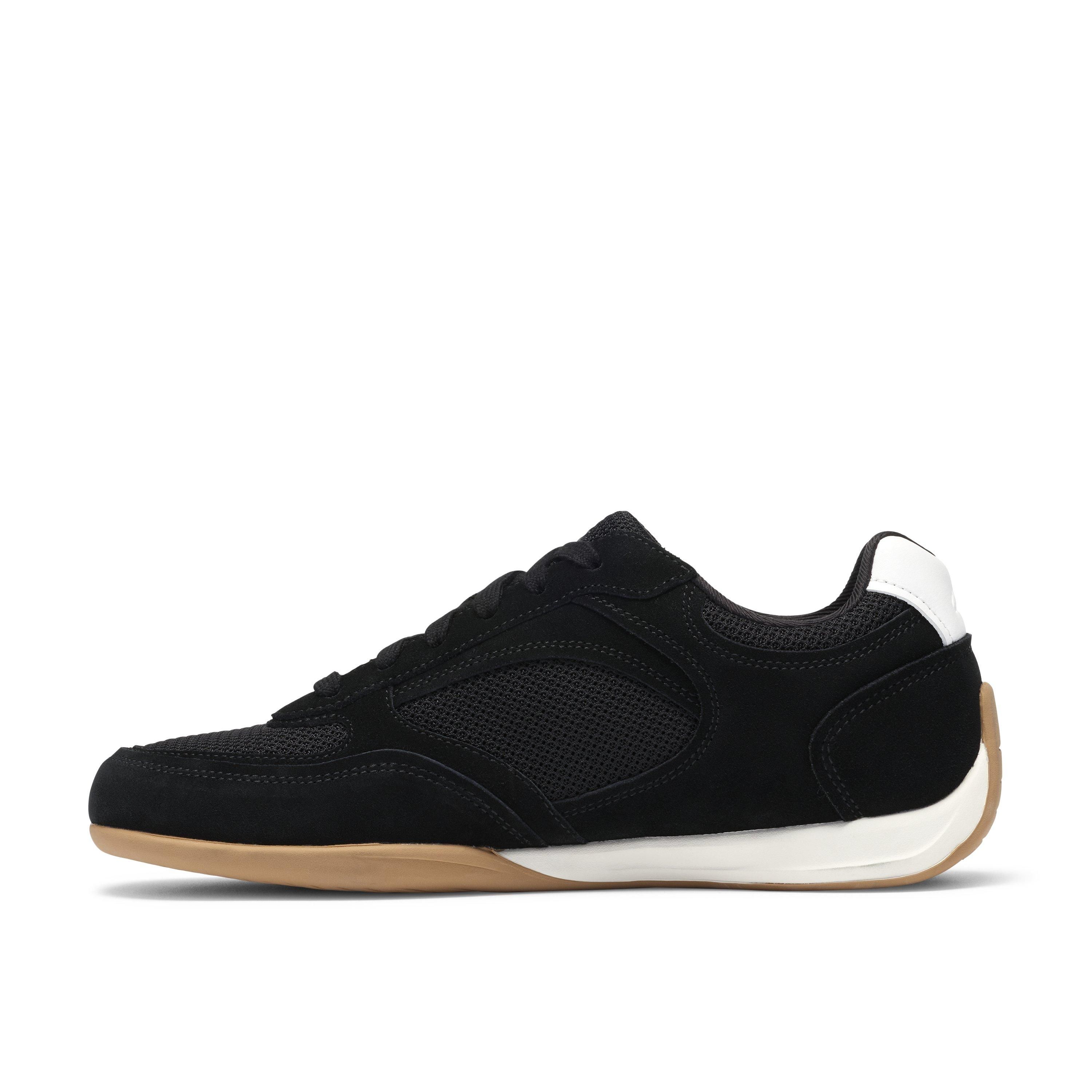 Clarks Upton Lace Black Suede Trainers,Lace Up