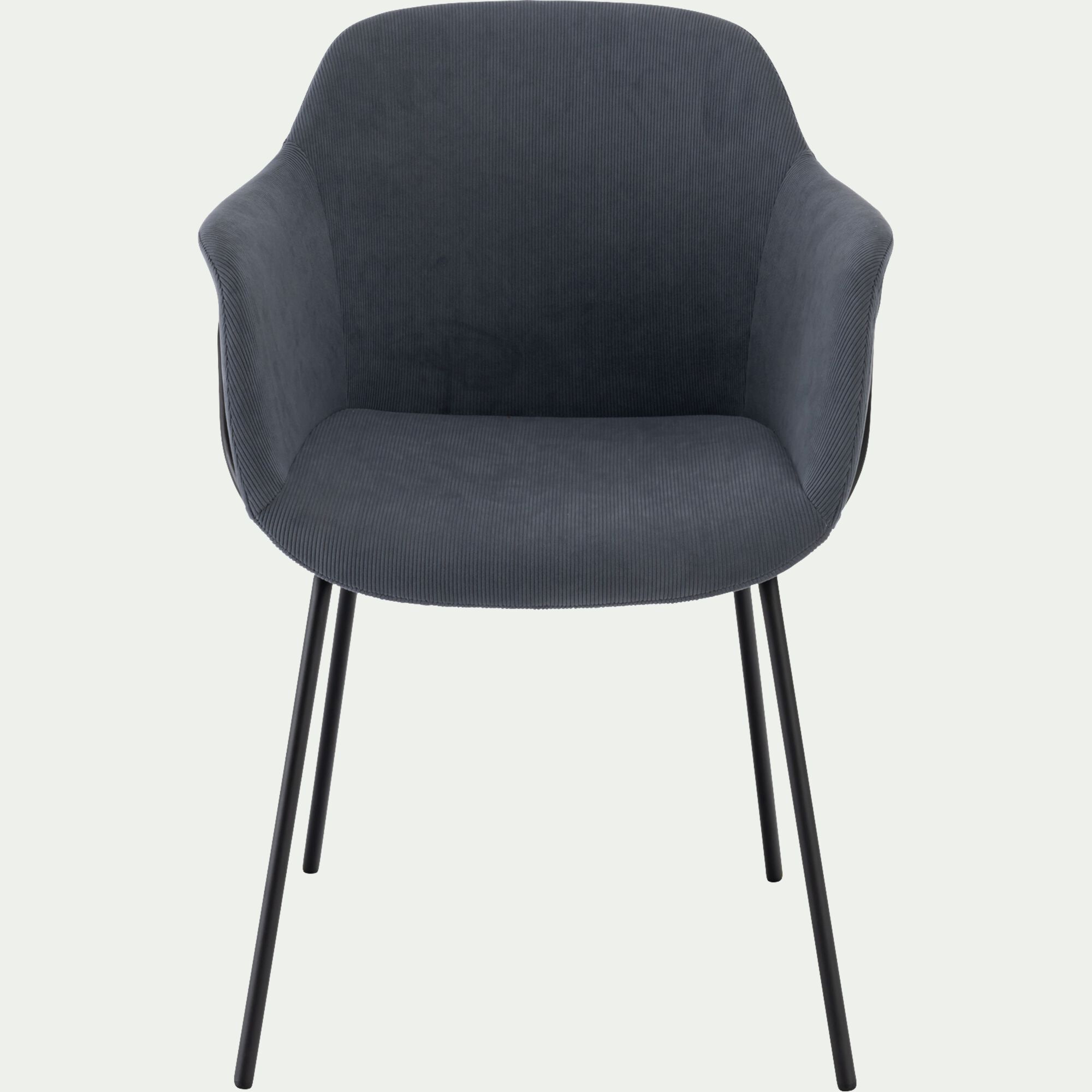 CHLOE - Chaise en velours côtelé avec accoudoirs - bleu autan