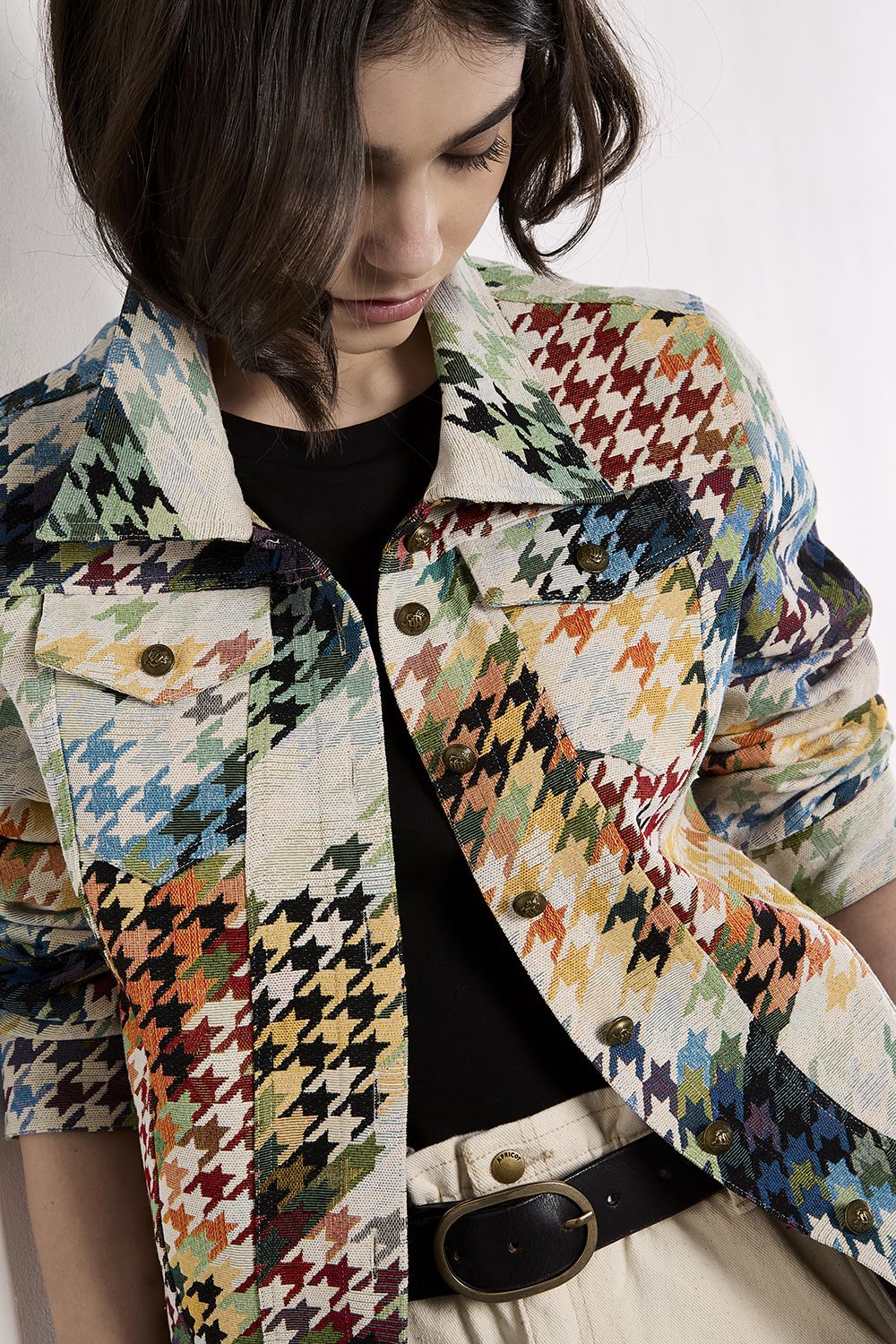 Apricot Colourful Dogtooth Jacket