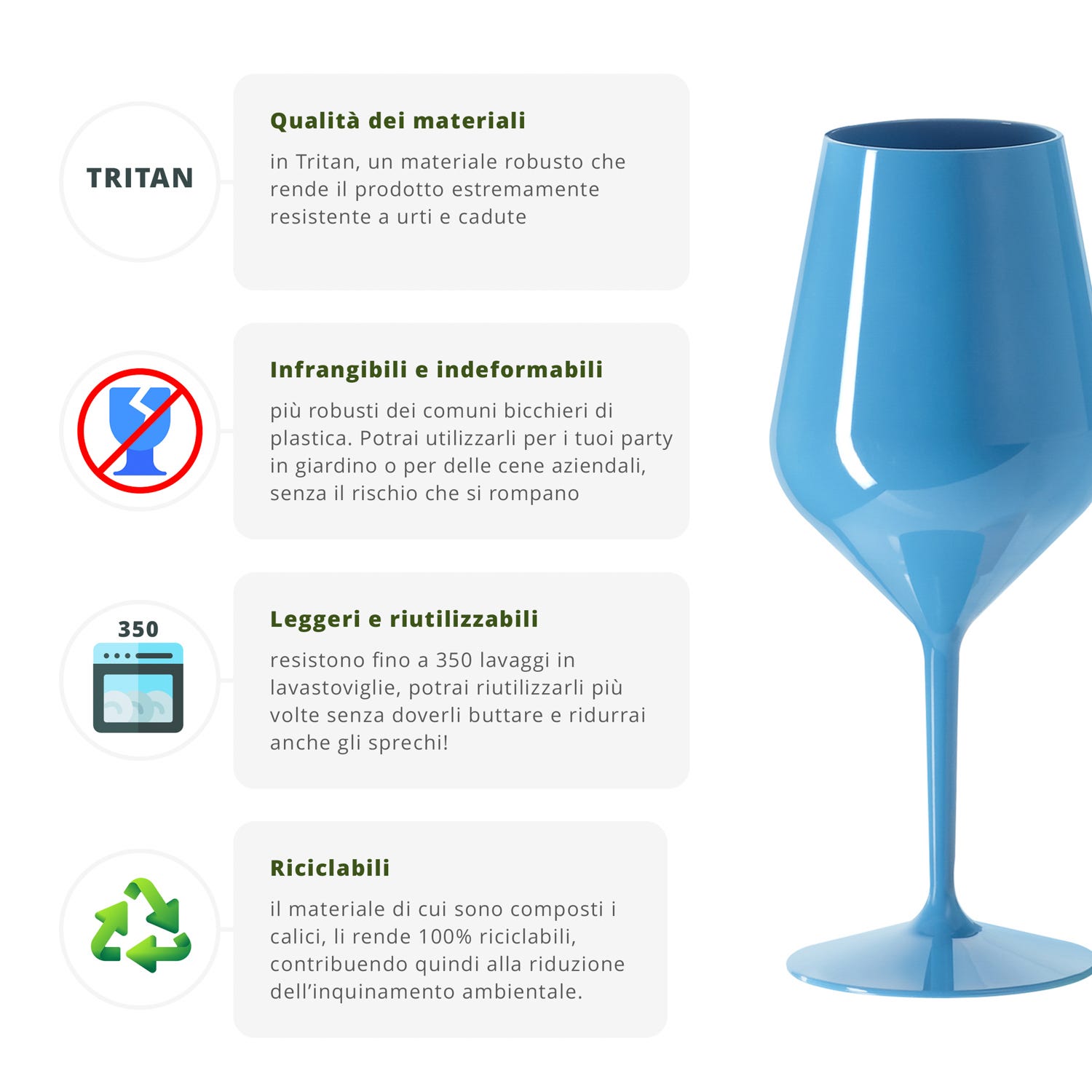 Calice vino in tritan 470 ml blu