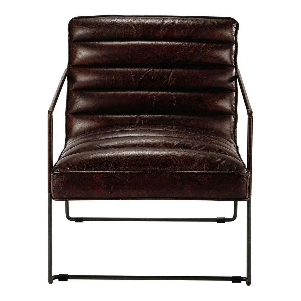 Pearl - Fauteuil en cuir marron