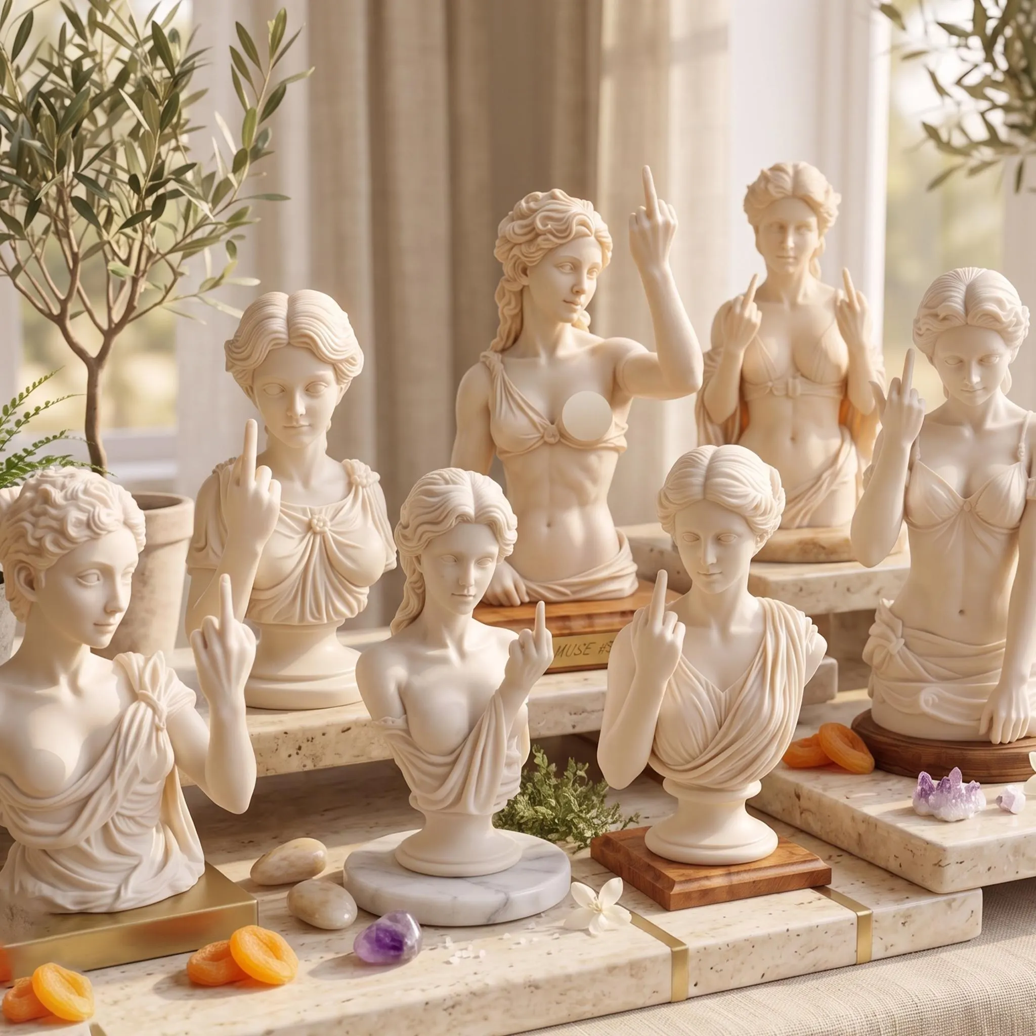 Funny Middle Finger Goddess Statue, Funny Resin Bust, Resin Greek Bust Decor, Sarcastic Desk Ornament, Gift For Friends