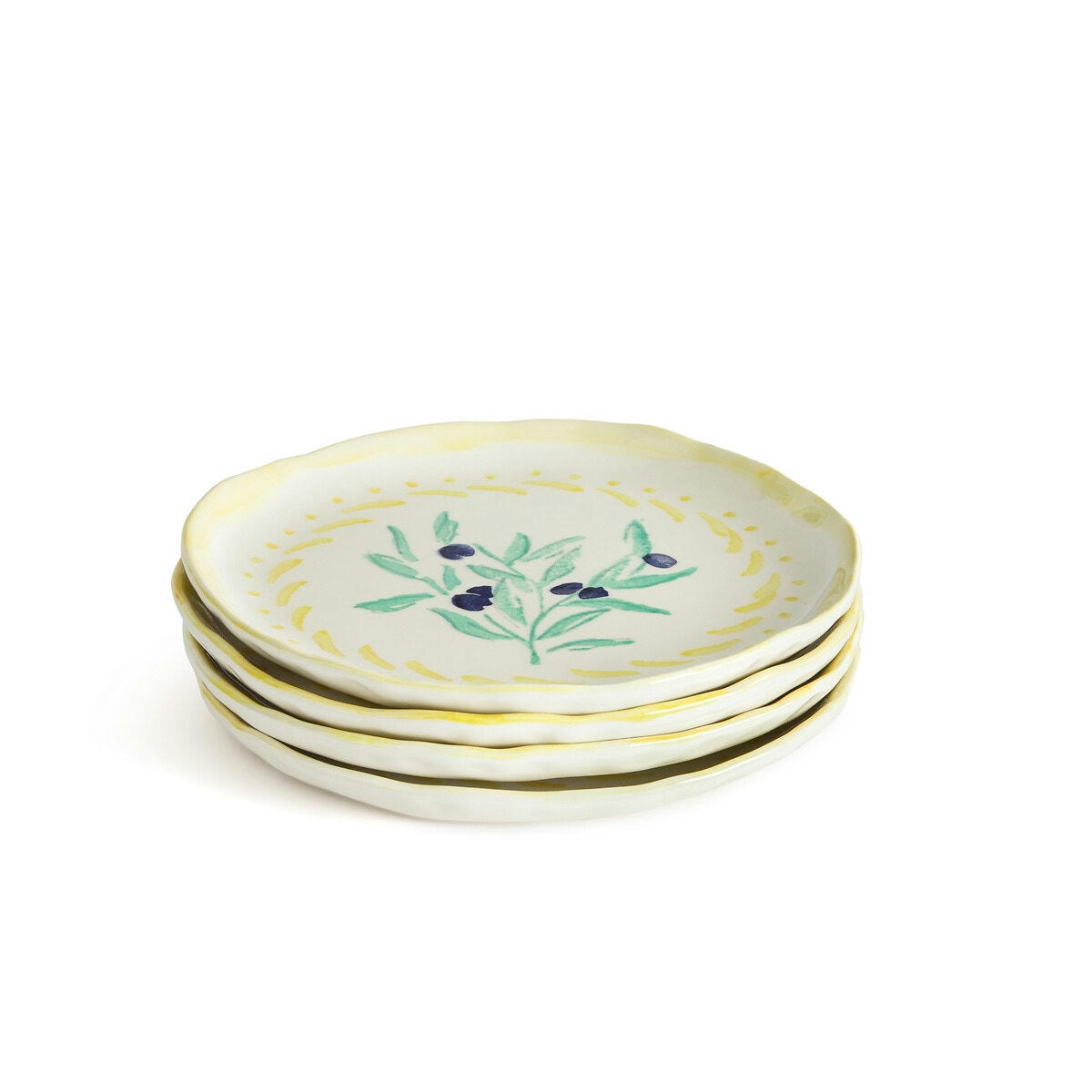 Lot de 4 assiettes à dessert en grès, Capria