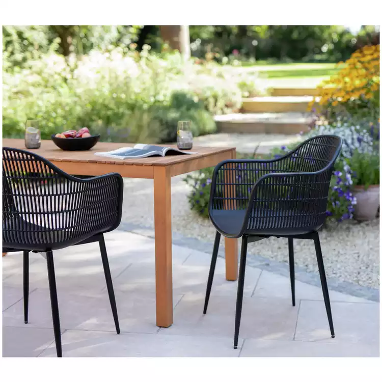 Habitat Serpa Set of 2 Plastic Garden Chairs - Black