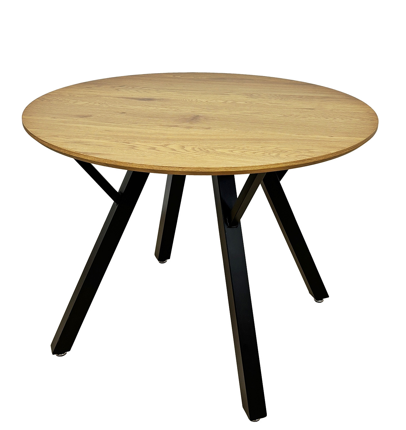 Stół okrągły loftowy 80 cm – blat kolor dąb / nogi czarne K029