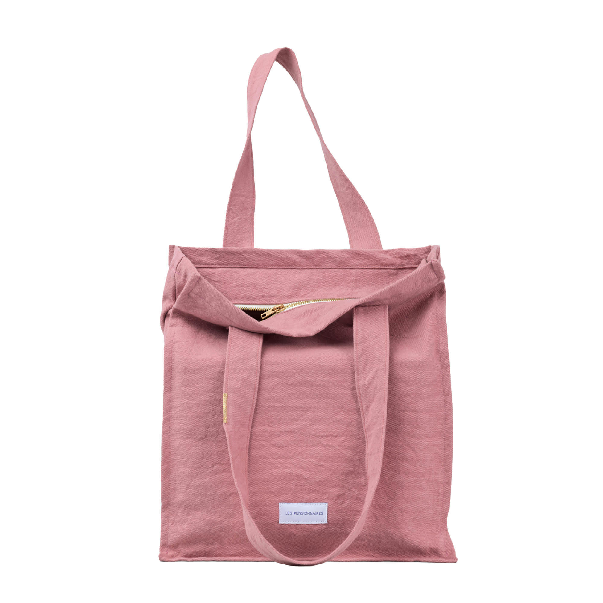 - Sac zippé en toile de coton bio bois de rose uni