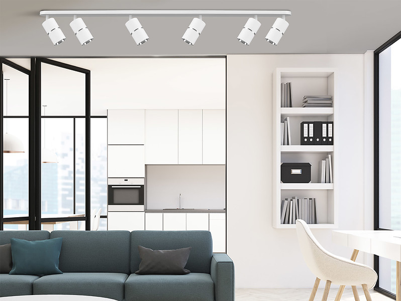 Lampa sufitowa Bamboo 6-punktowy spot aluminiowy biały