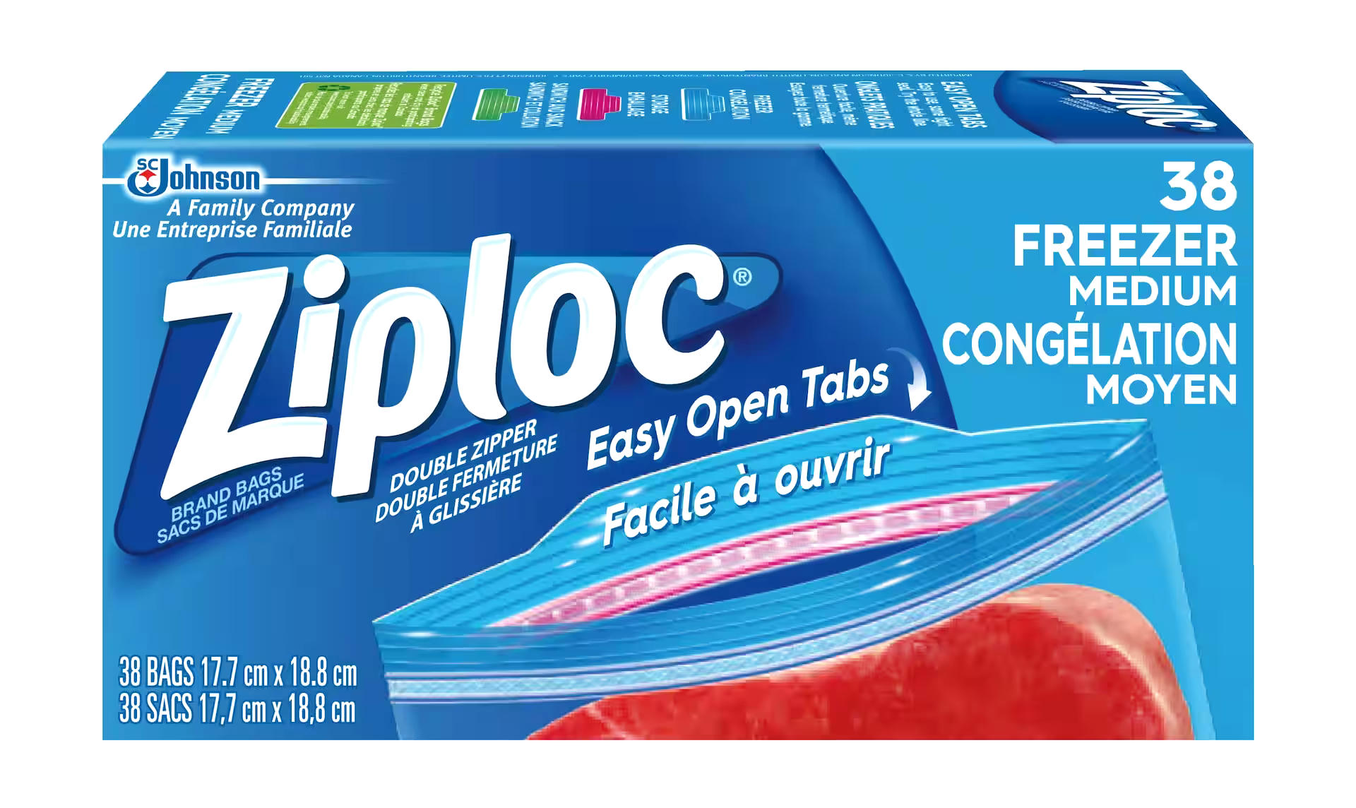 Ziploc Medium Freezer Plastic Bags Value Pack, 950-mL, 38-pk