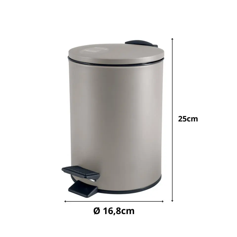 Spirella Pedaalemmer Cannes - beige - 3L - metaal - 17 x 25 cm