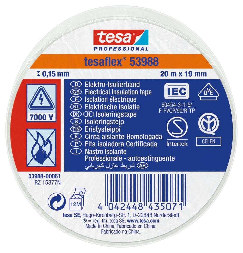 ISOLERINGSTAPE TESA 20MX19MM HVIT