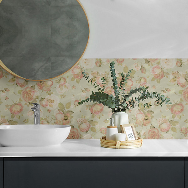 Panneau Mural TV Wallfluent 50x50 cm Motif Floral En Arrière-Plan 4 pièces