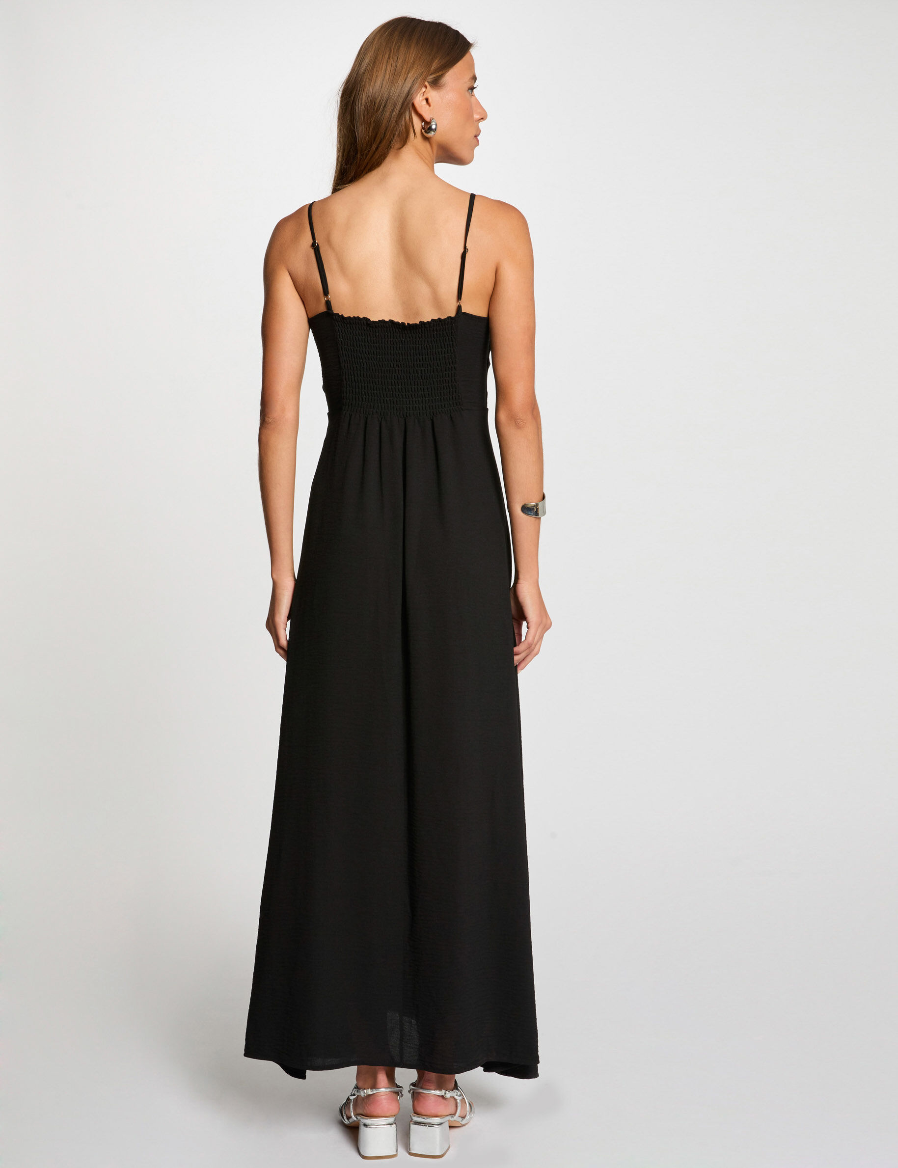Straight Maxi Dress With Slit Black Women