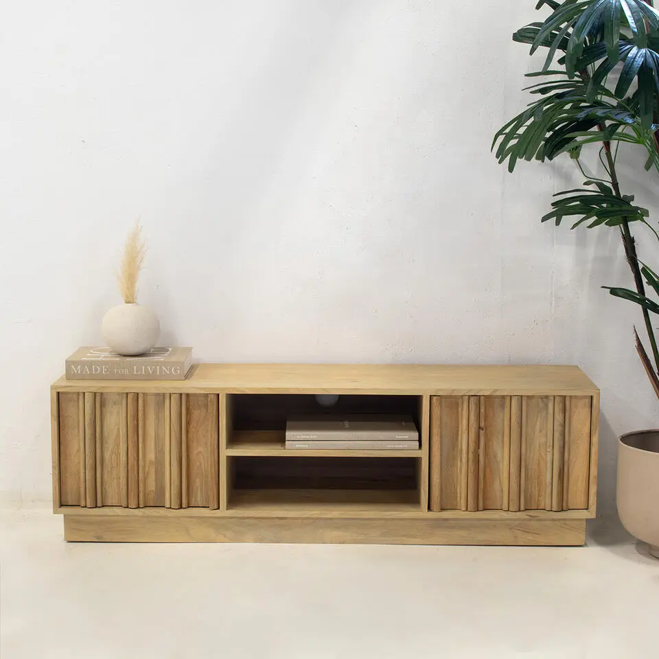 Tv-meubel Naturel Mangohout - 135x35x40cm - Nika