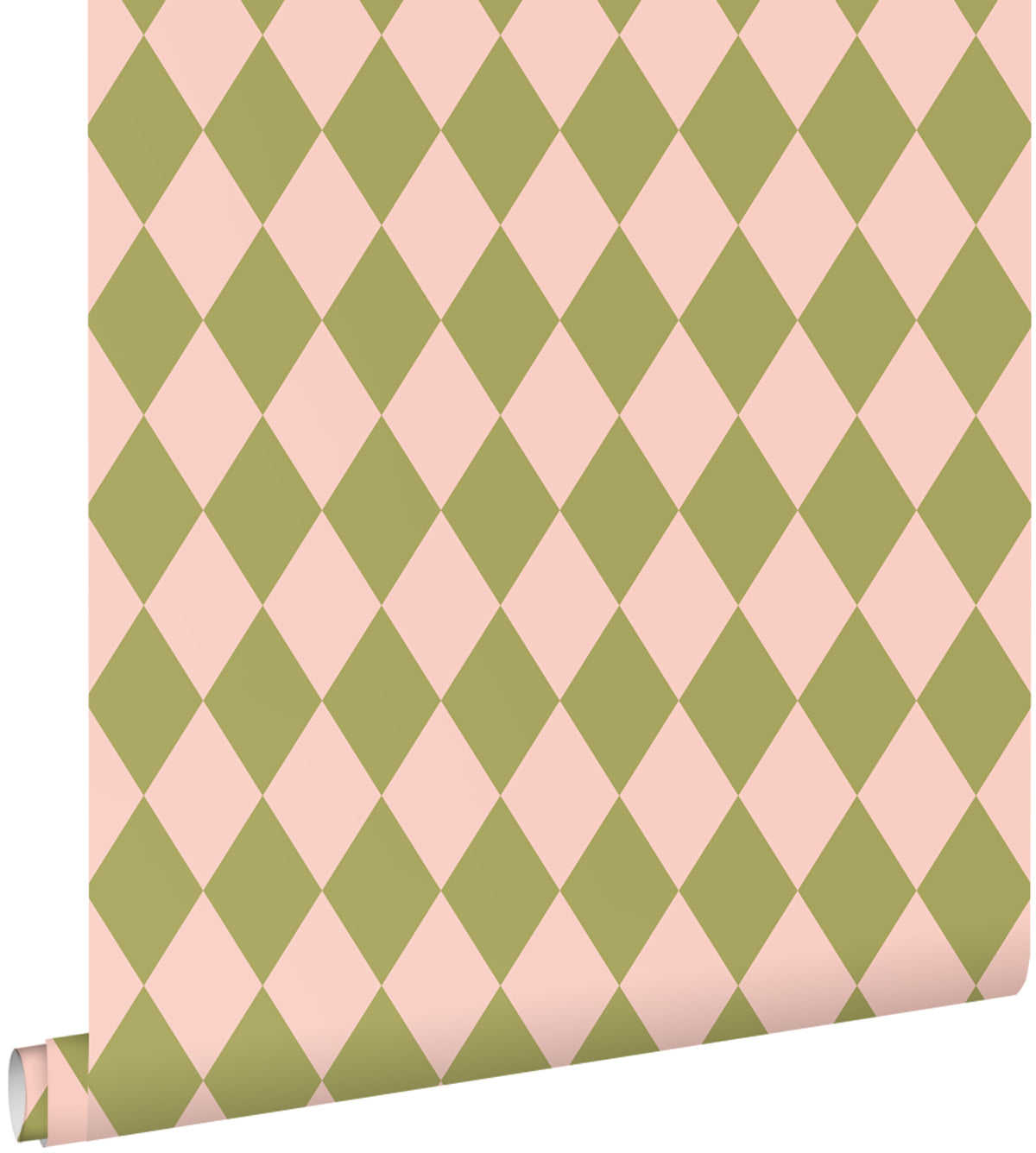 ESTAhome behang ruiten groen en roze - 50 x 900 cm - 131599