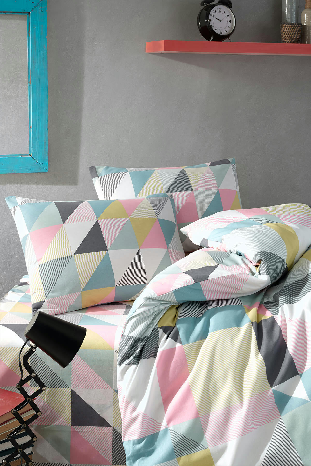 ANGI - Parure housse de couette 140x200 cm et 1 taie d'oreiller 65x65 cm
