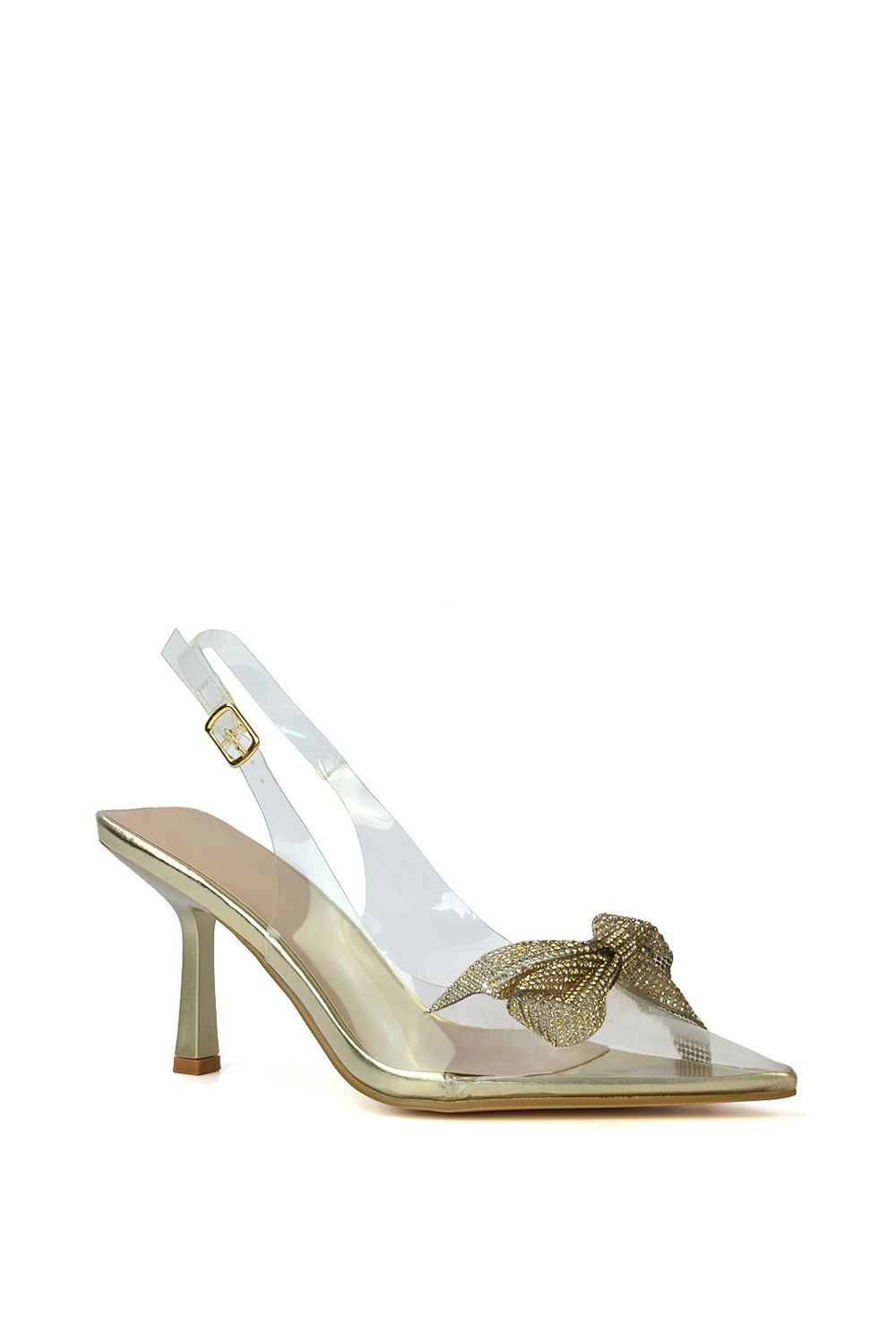 XY London Alaina' Perspex Slingback Stiletto Heel Court Shoes