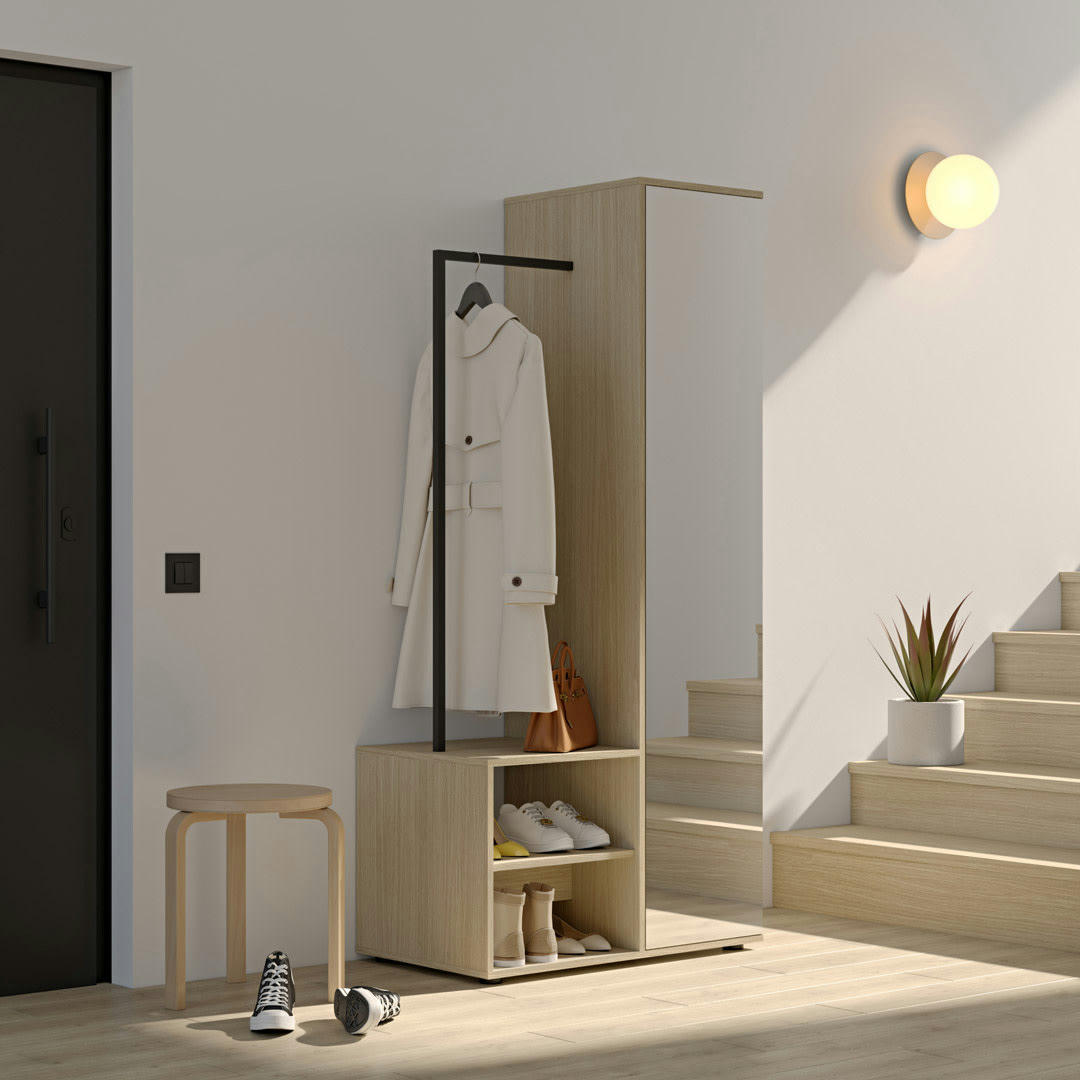 BEE - Meuble d'entrée effet bois chêne naturel