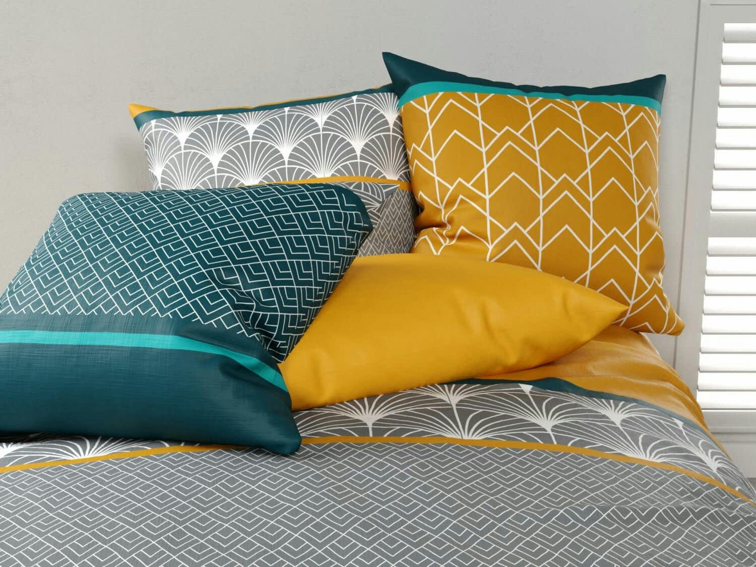 LUPIN - Parure housse de couette coton vert 220x240 cm