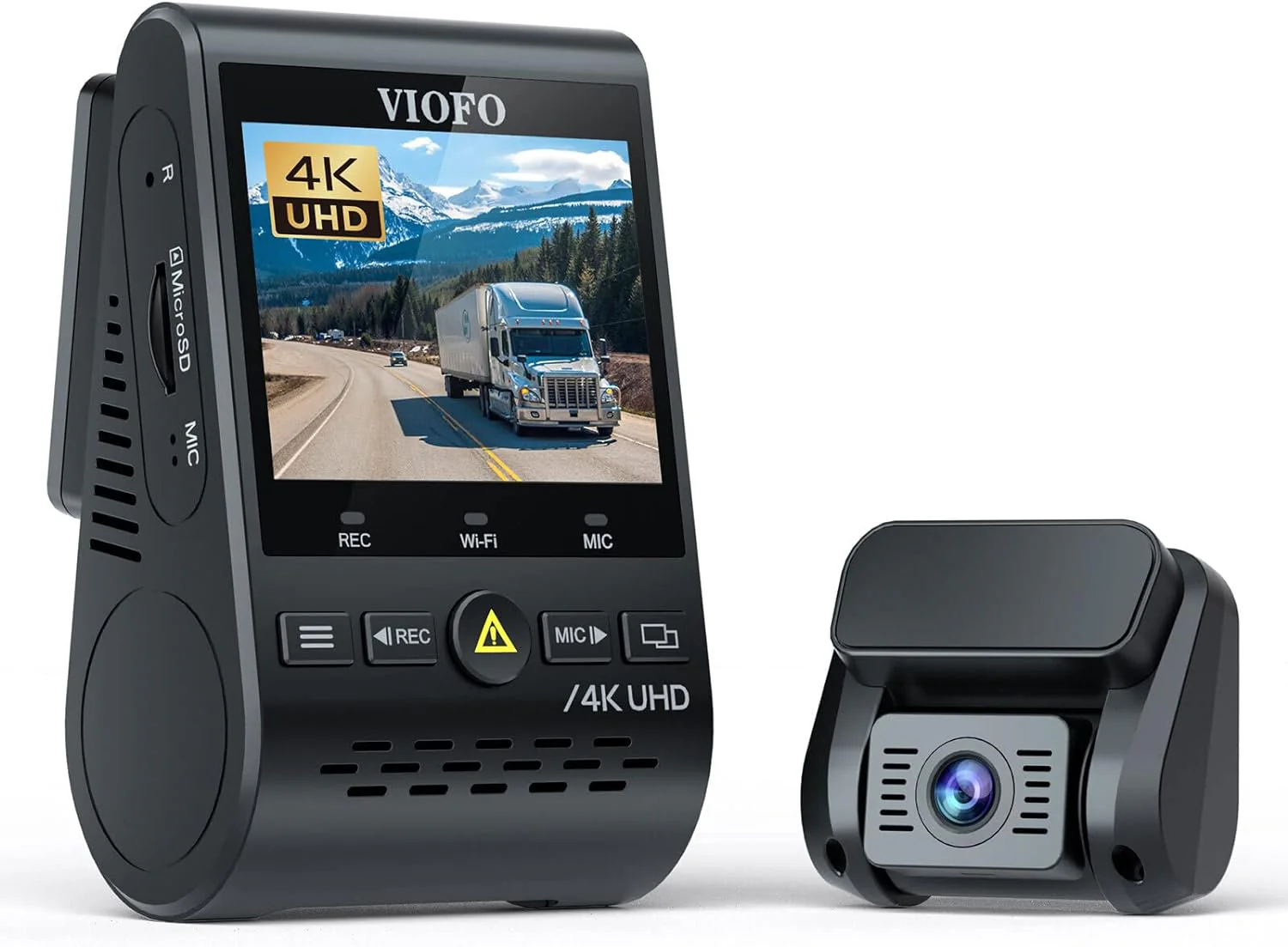129 Pro Duo 4K Dual Dash Cam 3840 x 2160P Ultra HD 4K Front and 1080P Rear Car WiFi Dash Camera 8MP Sensor GPS, Buffered Parking Mode, G-Sensor, Motion Detection, WDR, Loop Recording