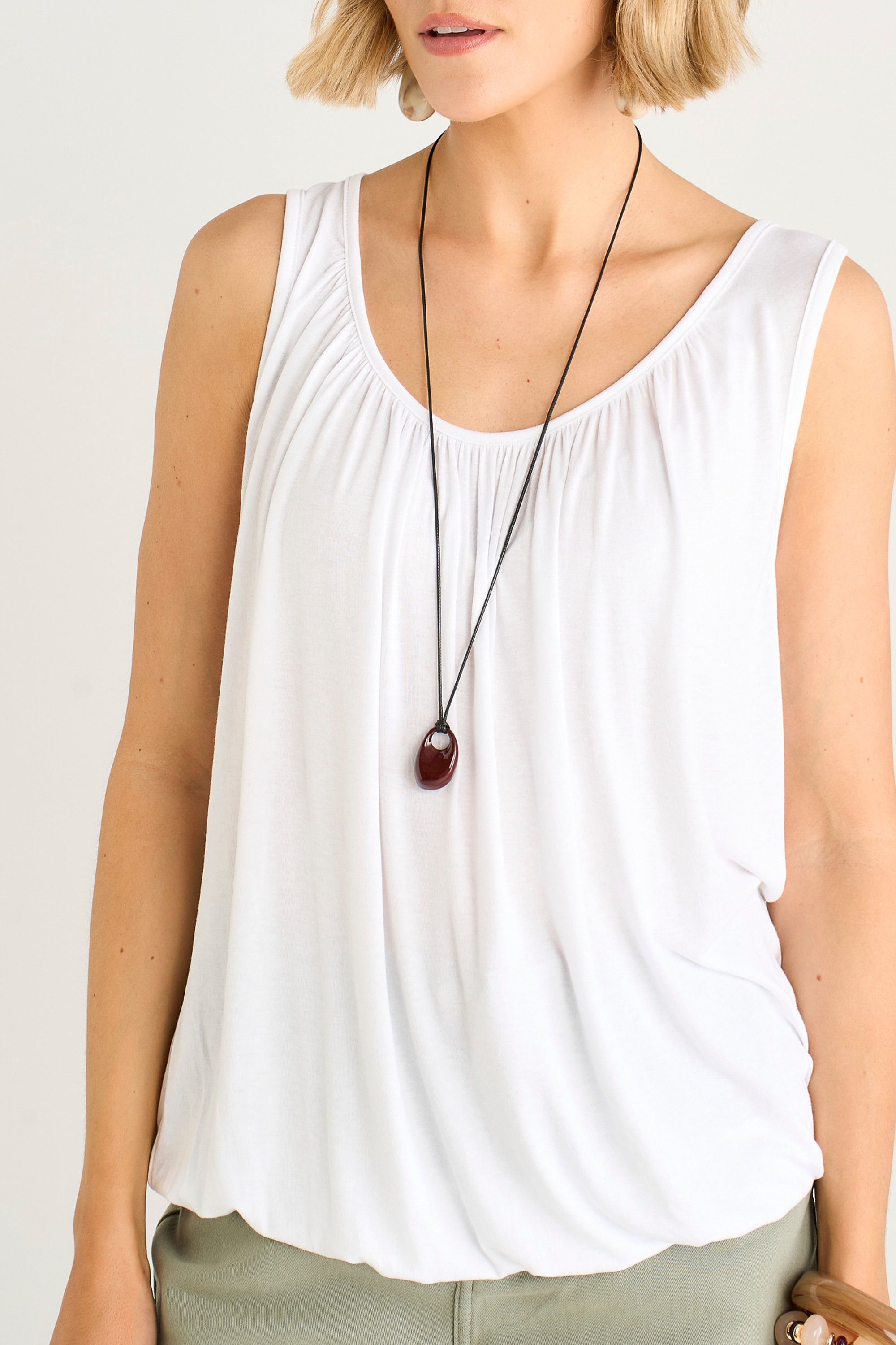 Gini London White Round Neck Oversized Sleeveless Top