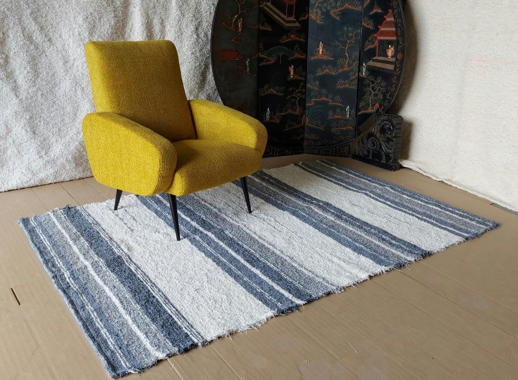 SENCILLO - Tapis en coton océan gris 140x200cm