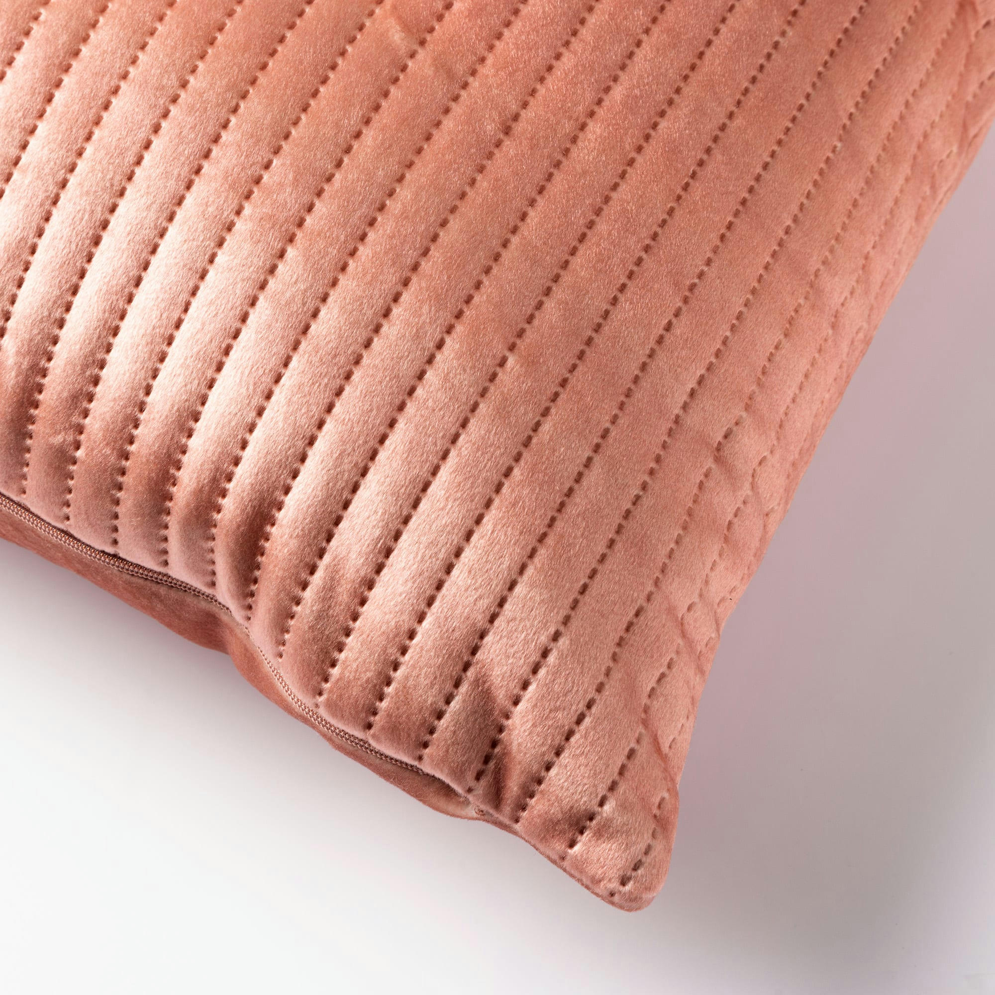 - Housse de coussin rose en velours-40x40 cm avec motif rayé