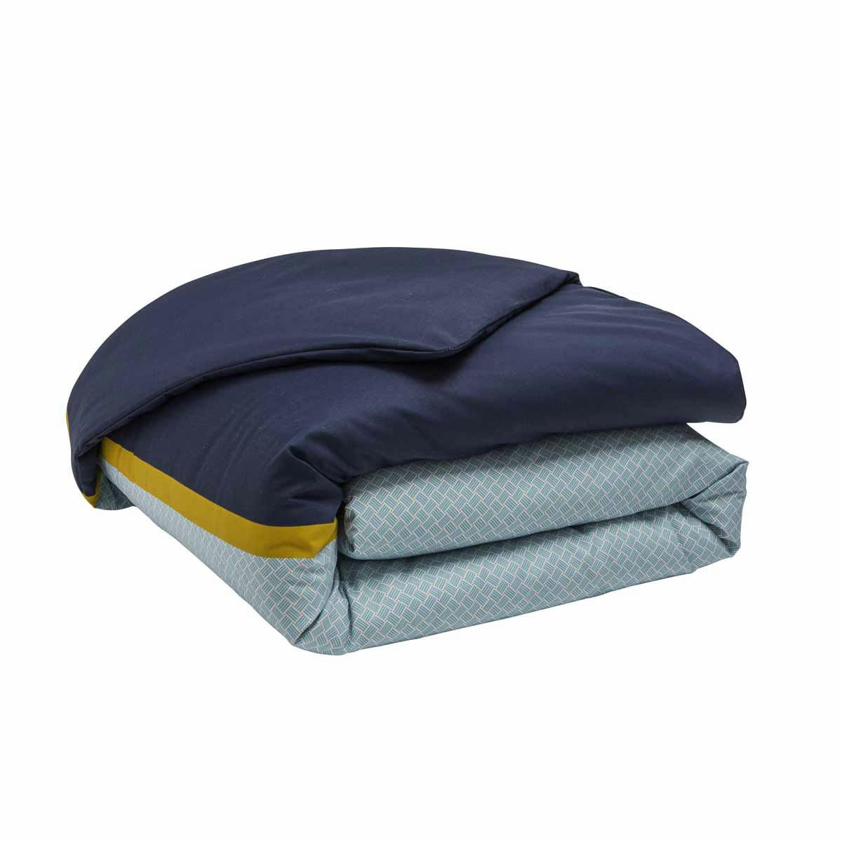 SACHA - Housse de couette imprimée en lyocell bleu 260x240