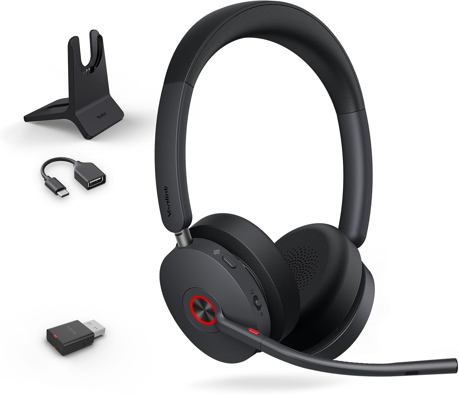 Yealink WH68 Hybrid with Charging Stand ANC Headsets, 492ft Rang DECT&Bluetooth Wireless Headset, Stereo Active Noise Cancellation (Teams,Zoom,UC) Headphones with 6X Mic,32H Call, Work for PC,Phone